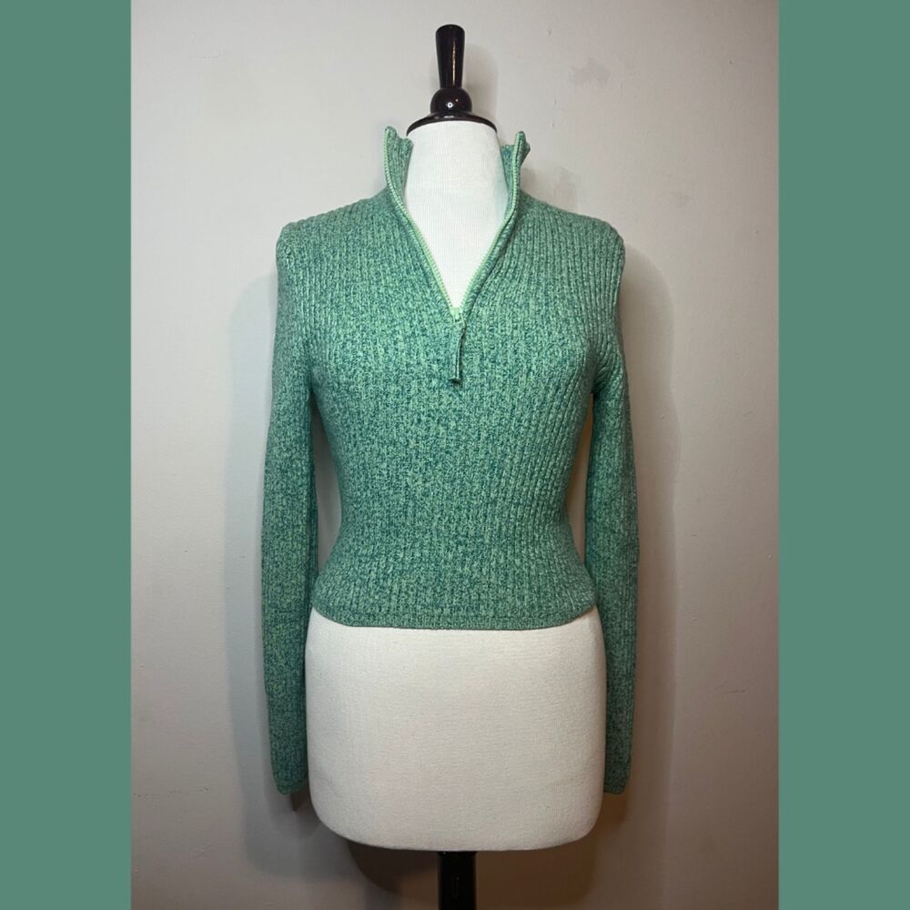Aerie Green Quarter Zip Sweater